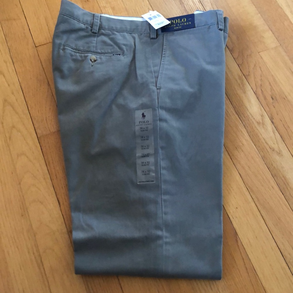 NWT men’s grey Polo pants, size 38x32.